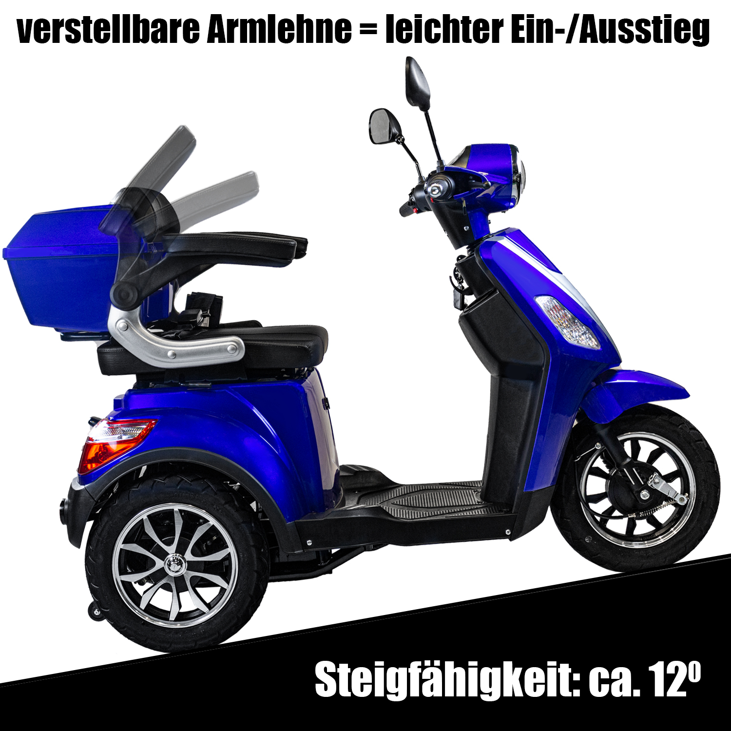 Elektroroller Scoody E3 Trike Y3 25 km/h rot Dreiradroller E-Roller E-Dreirad E-Scooter Seniorenroller Seniorenmobil E-Trike Handycaproller