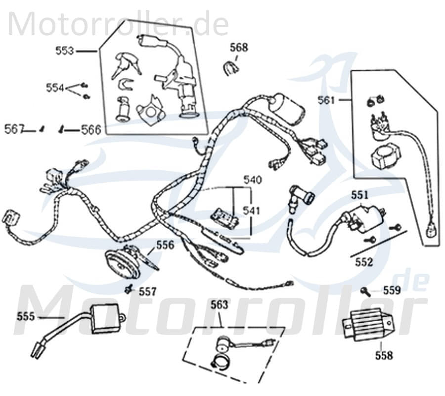 Kabelbaum Jonway Florett 2.0 50 City Stromverteiler 741044 Motorroller.de Kabelsatz Strom-Verteiler Kabel-Set Kabelbündel Kabel-SatzKabelbaumverteiler