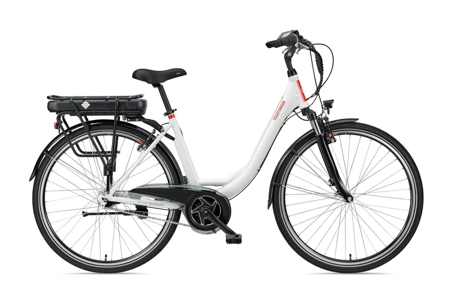 E-Bike Telefunken RC890 Multitalent Elektrofahrrad City-Pedelec weiß 28" RH 49cm E-Fahrrad Citybike