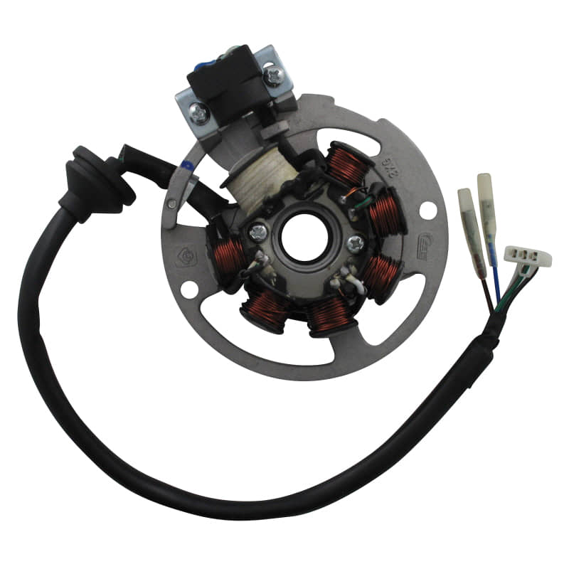Lichtmaschine Stator 7 Spulen Pick-up außen Rex 31230805-02-2 Motorroller.de D=79mm 5 Kabel 1x3 + 2x1 Pol Ankerplatte Zündplatte Zündgrundplatte Moped
