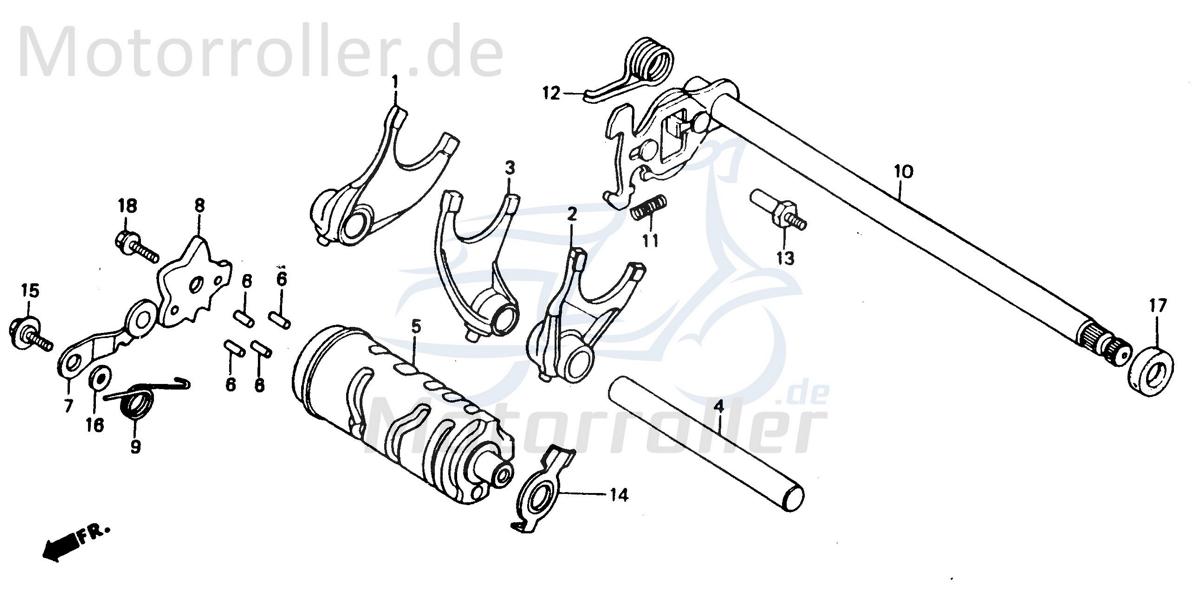 Chunlan Chopper Schaltwalze Chunlan Chopper ABB-P22-NO.-05 Motorroller.de Schaltwelle 244FM Motorrad Moped Ersatzteil Service Inpektion Direktimport