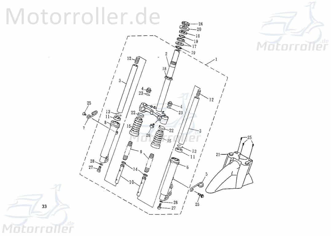 SMC Kontra B 50 Stoßdämpfer vorn rechts 50ccm 2Takt 42103-NAF-00 Motorroller.de rechts vorn vorne Federbein Frontstoßdämpfer Gabelbein Mokick Service