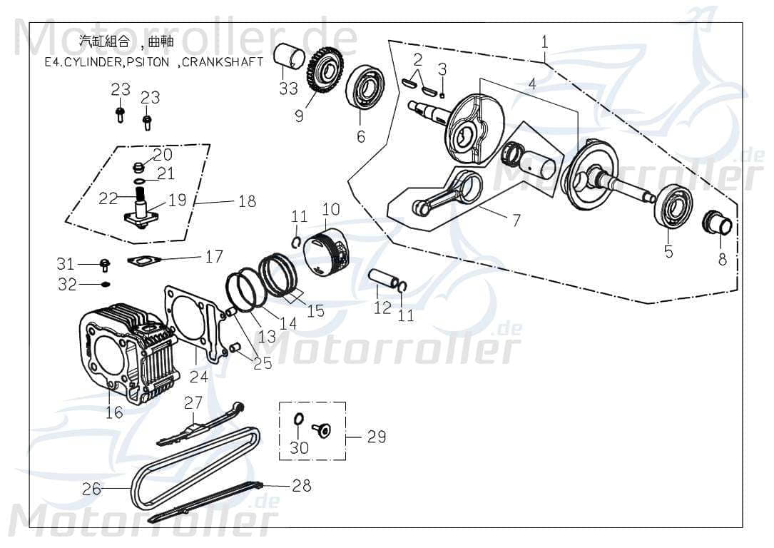 PGO Bugrider 200 Kettenrad / Antriebsrad Ventilspanner Buggy 200ccm 4Takt C70661300000 Motorroller.de Ritzel Ketten-Rad Zahn-Rad Antriebs-Rad Service