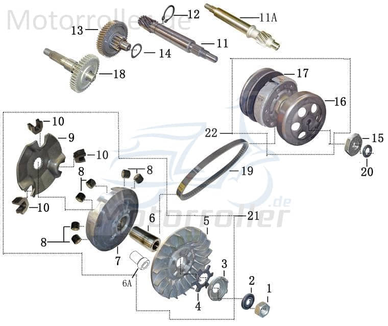 Anlaufscheibe gewellt 20x14.2x0.5mm Getriebe AGM 50ccm 2Takt Motorroller.de Zwischenwelle Spannscheibe Zwischenscheibe Anlauf-Scheibe Spann-Scheibe