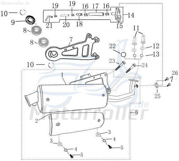 Auspuffblende 35,2x8,8cm, Edelstahl 2T 50cc 2100201-2