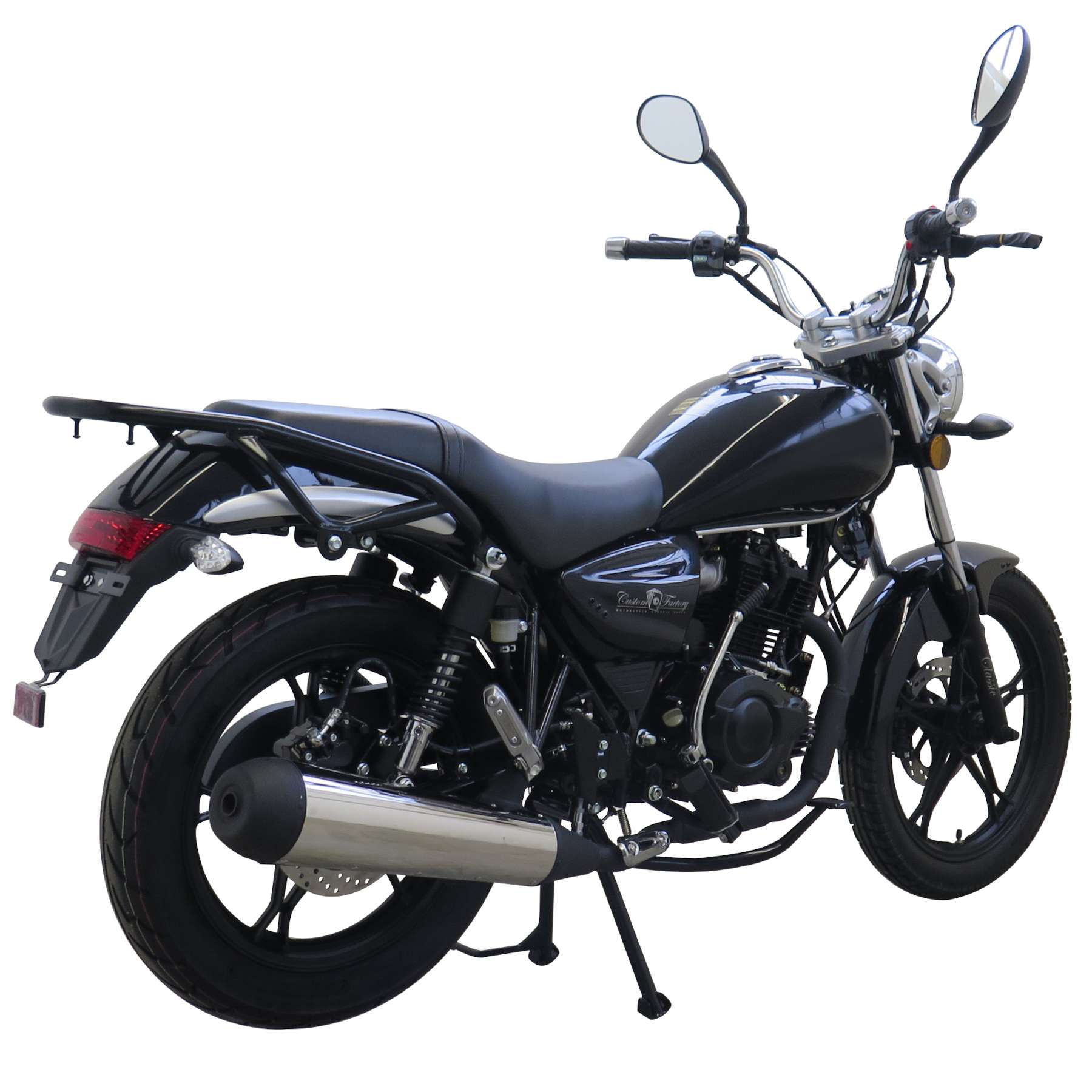 Motorrad Fighter 125 C-S schwarz matt 90 km/h Euro 5+ Schaltmoped Chopper 125ccm 4 Takt Leichtkraftrad Krad Kraftrad
