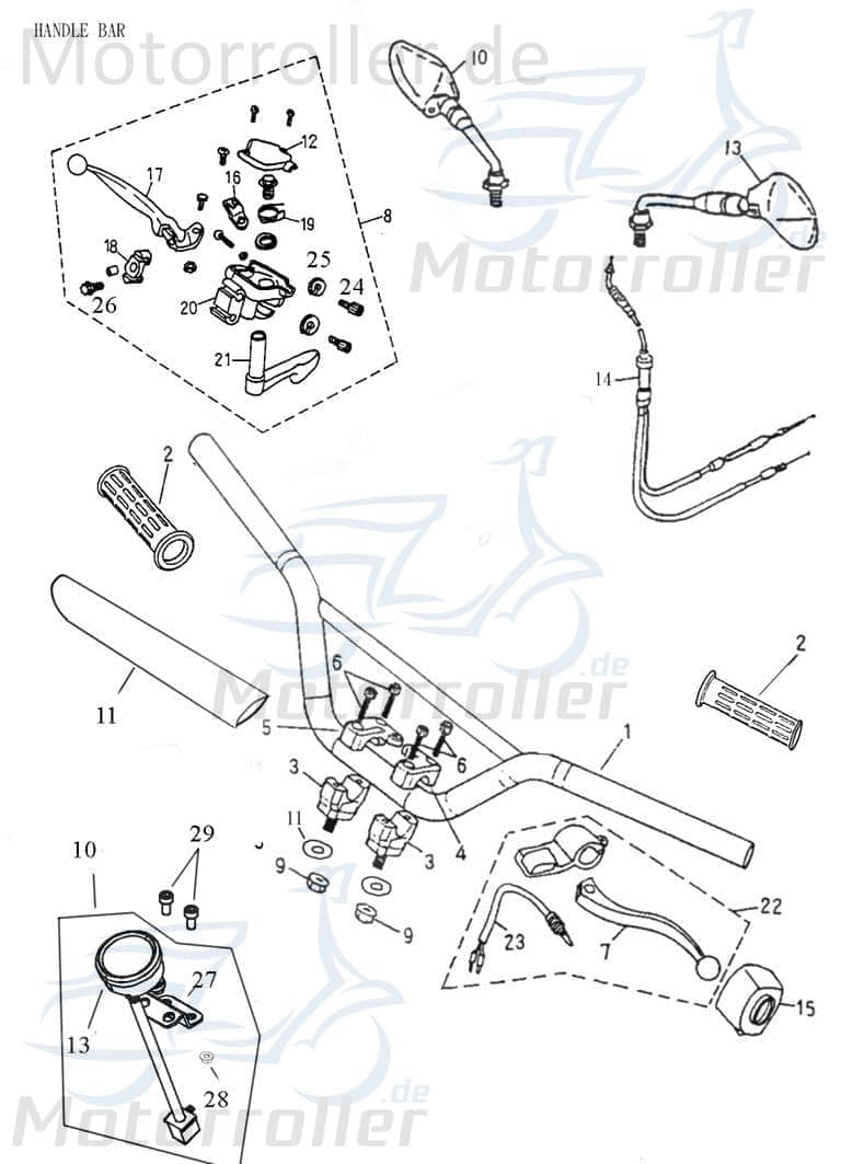 Adly Halter Lenker rechts ATV 50 II Utility XXL AC 53103-145-00A Motorroller.de Halterung Haltebügel Halteblech Lenkerhalter 320ccm-4Takt Quad