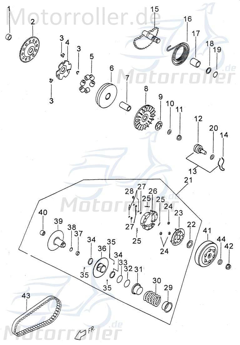 PGO Reglergehäuse vorn Big Max 50 Roller 50ccm 2Takt P1121101000 Motorroller.de Antriebsscheibe Variomatik Scooter Motorroller