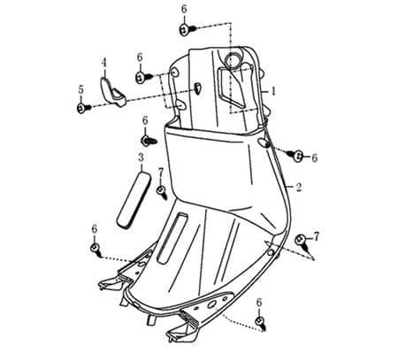 Frontverkleidung innen oben schwarz Motorroller 700405