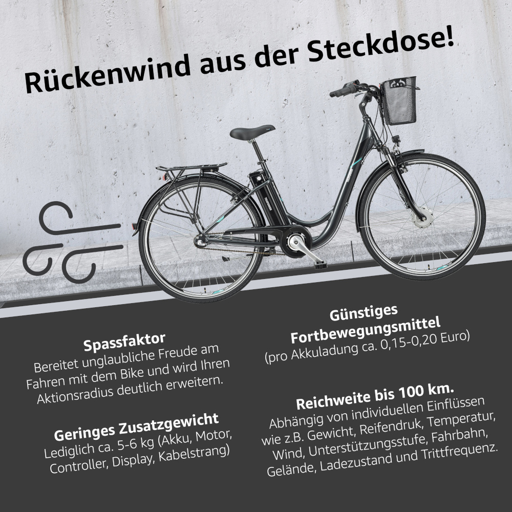 E-Bike Telefunken RC830 Multitalent Elektrofahrrad City-Pedelec anthrazit 28" RH 48cm E-Fahrrad Citybike