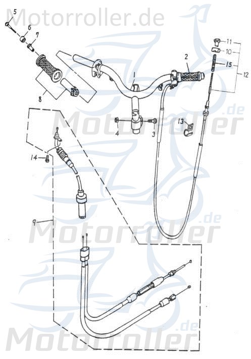 Lenker Adly Thunder Bike TB 50 Lenkung 53100-125-000 Motorroller.de Lenkstange Lenkwelle Lenk-Stange Zweiradlenker Rollerlenker Mokick Service