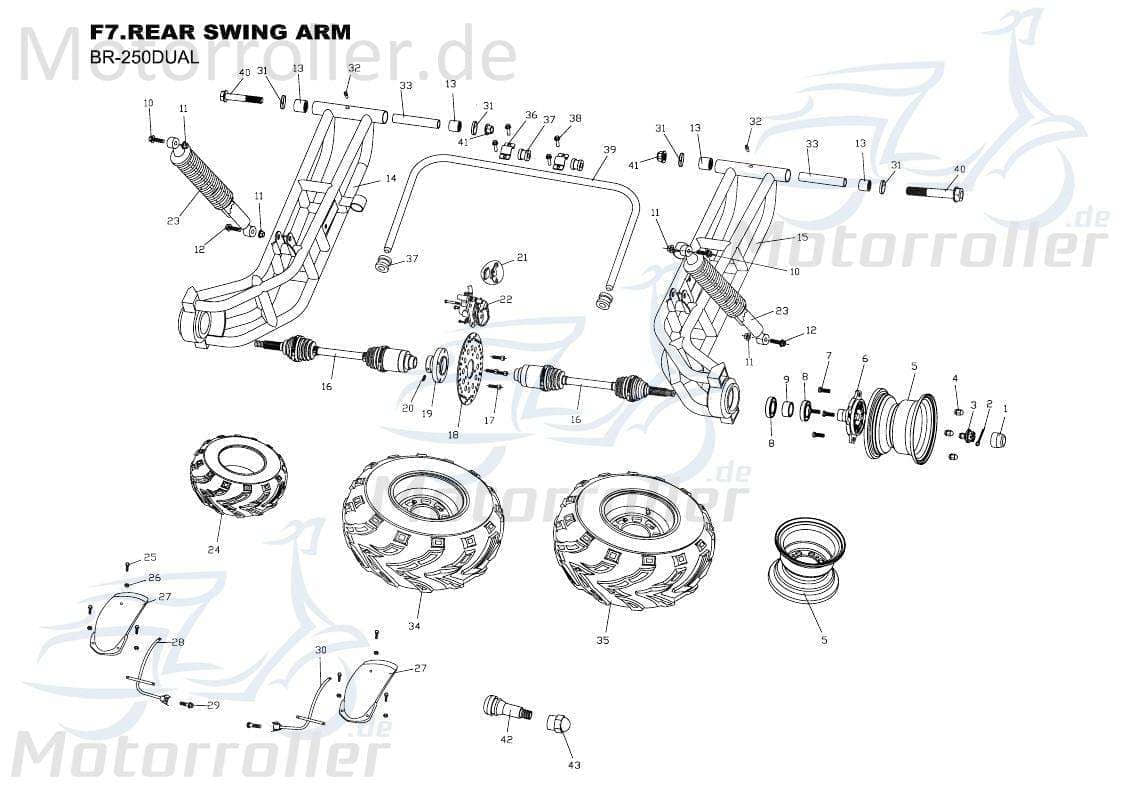 PGO Distanzbuchse Hinterachse 44x35,9x22mm Hülse 250ccm 4Takt Motorroller.de Distanzhülse Distanzring Distanz-Hülse Passhülse Passbuchse Buggy Service