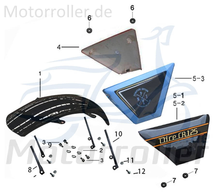 Kreidler DICE CR 125i NPJ Seitenverkleidung rechts blau 781420 Seitenleiste Seitencover Seitenabdeckung