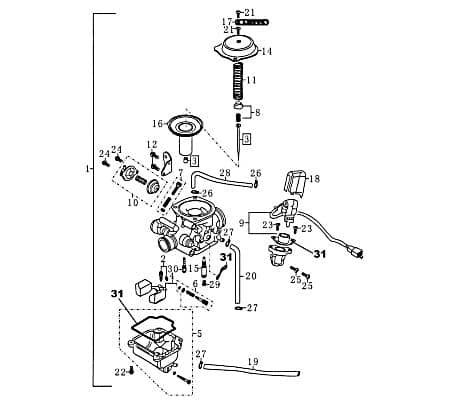 Düsennadelbefestigung Rex RS125 QM125T-10D Scooter 81241 Motorroller.de 125ccm-4Takt SC125 Moped Ersatzteil Service Inpektion Direktimport