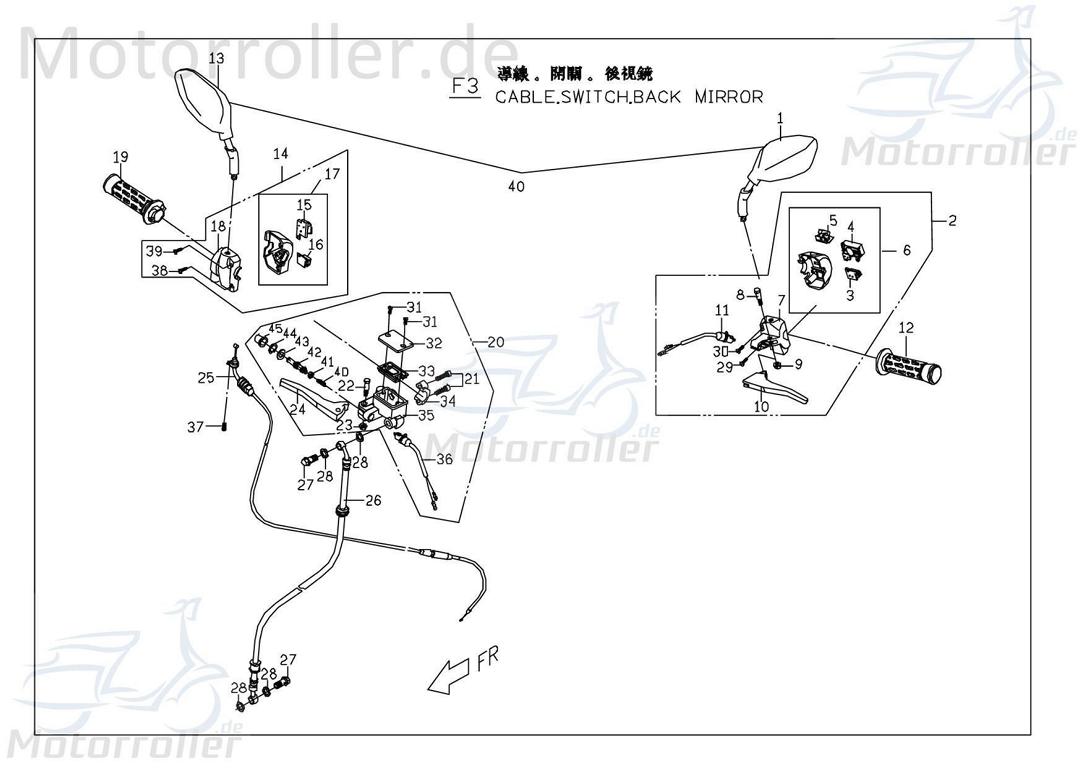 PGO Bremsschlauch vorn Big Max 50 Bremsleitung 50ccm 2Takt Motorroller.de Hydraulikschlauch Hydraulik-Schlauch Hochdruckleitung Hydraulikleitung