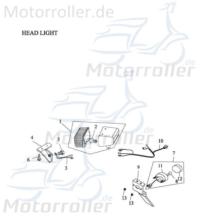 Adly Fun Cruiser FC 20 Rücklicht 50ccm elektro 33700-165-000 Motorroller.de 24V 21/5W Rückstrahler Rück-Leuchte Rückleuchteneinheit Rückleuchtensystem