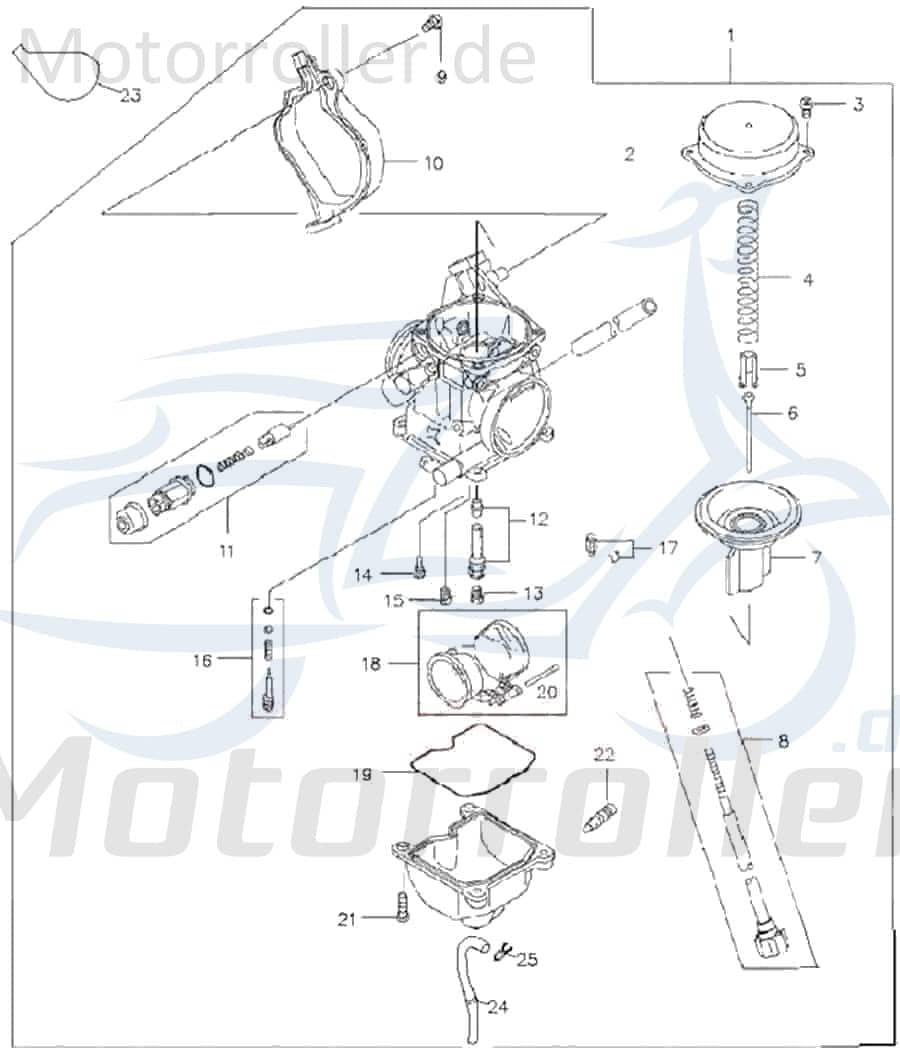 Gasschieber Feder Adly Vergasermembran 272ccm 4Takt Motorroller.de Vergaserschieber Vergaser-Membrane Vergasermembrane Vergaser-Schieber Quad