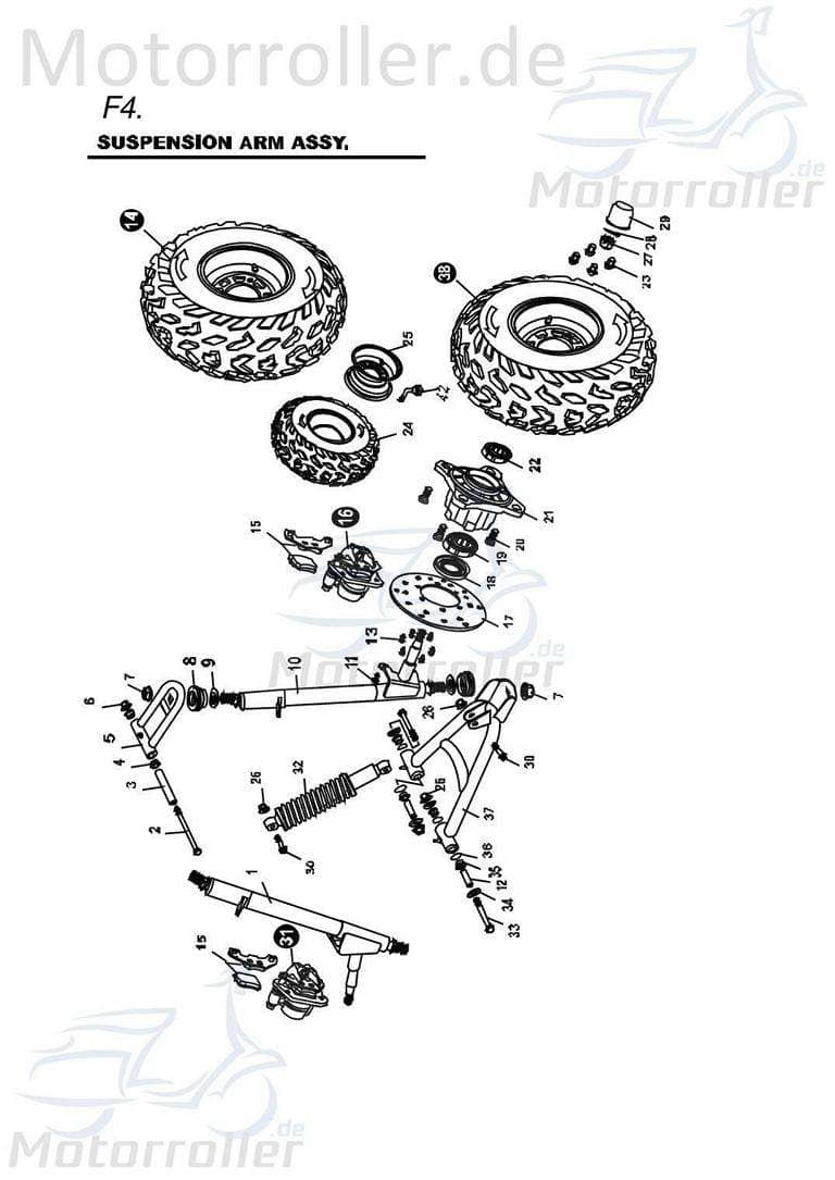 PGO Querlenker unten Bugrider 150 Radaufhängung Trapezlenker B5447000000 Motorroller.de Achsaufhängung Quer-Lenker Trapez-Lenker Buggy Bugrider 50