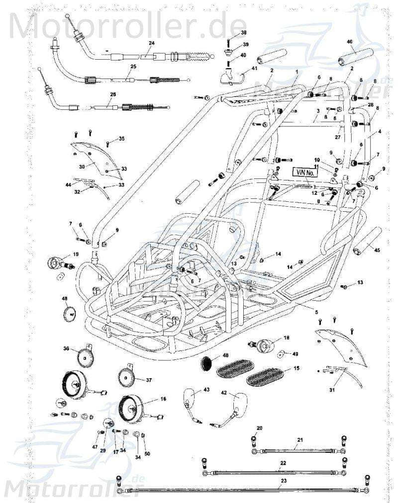 Tongjian Straßenbuggy 150 Spiegel Rückspiegel rechts Seitenspiegel 7.020.138 Motorroller.de Eppella ECM TBM Twister Hammerhead Wangye Kasea Buggy
