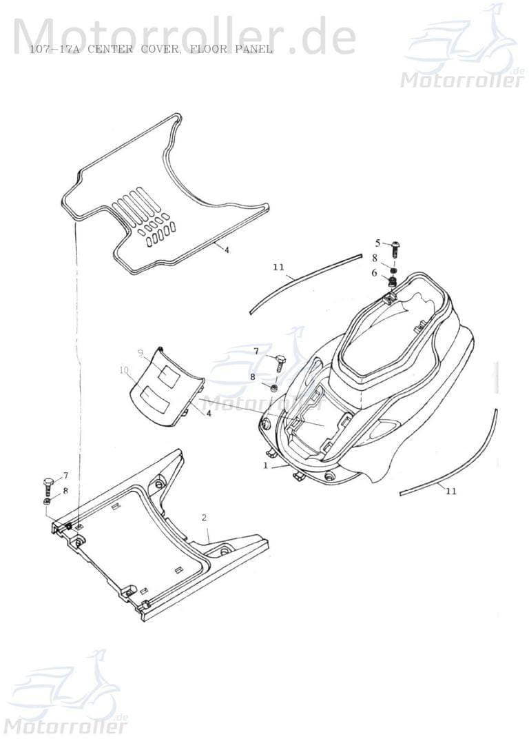 Adly Trittbrett Scoody 50 2 Trittplatte Fußplatte 50ccm 2Takt Motorroller.de Tritt-Brett Fußbrett Bodenbrett Fußraumboden Fuß-Brett Boden-Brett