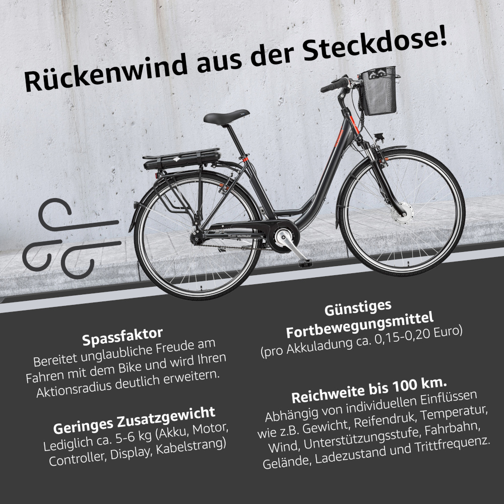 E-Bike Telefunken RC657 Multitalent Elektrofahrrad City-Pedelec anthrazit 28" RH 49cm E-Fahrrad Citybike