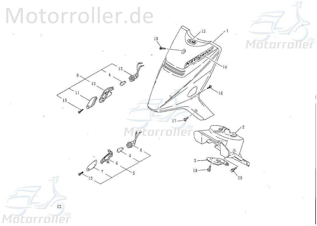Blinkerfassung vorn links links vorn Rex vorne 25 50ccm 2Takt Motorroller.de Birnenfassung 50ccm-2Takt Scooter Ersatzteil Service Inpektion