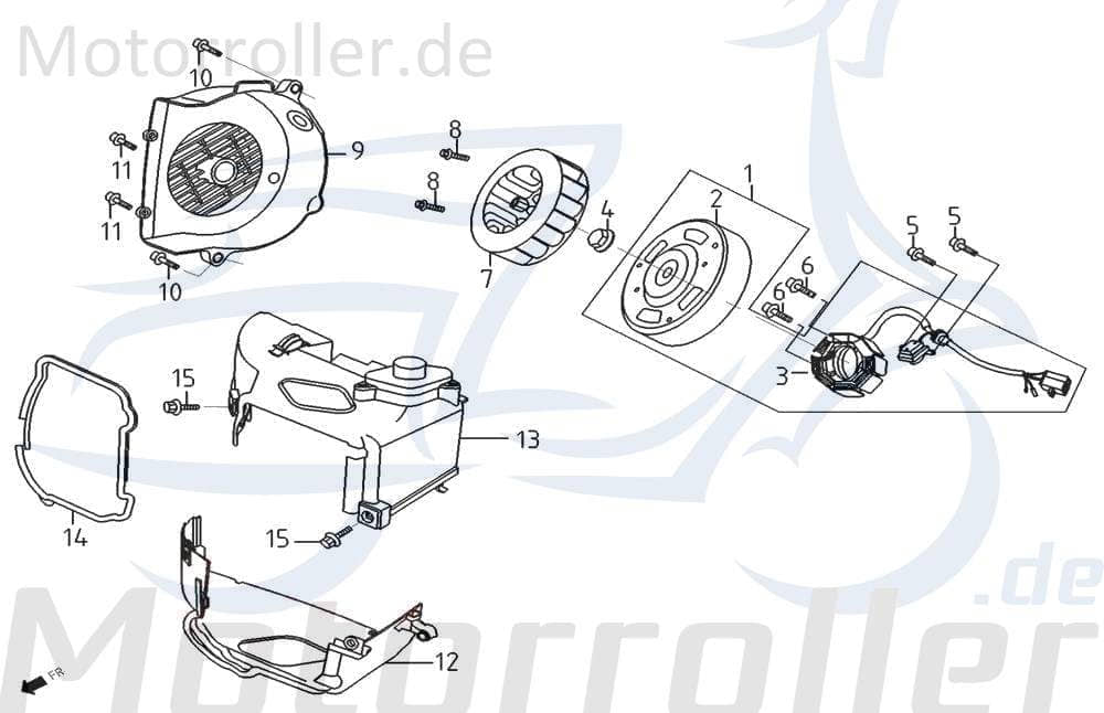 PGO Stranger 50 Gebläseabdeckung E0809 Motorroller.de Deckel Cover Blende Abdeckung Gebläse Lüfter Yiying Benzhou YY50QT