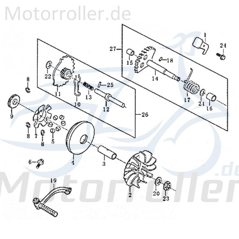Variomatikhülse 15x24x51.4mm 152QMI Rex Buchse 78514 Motorroller.de Distanzhülse Führungshülse Lagerbuchse Variomatik-Hülse Distanz-Hülse