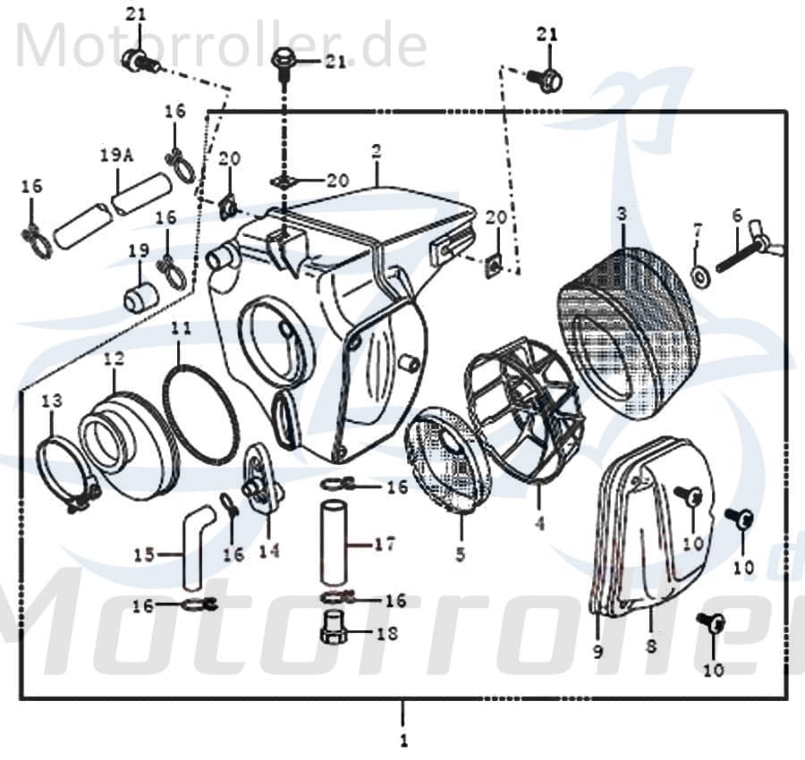 Supermoto Enduro 125 Luftfilter 125ccm 2Takt 13701QLY2220 Motorroller.de Luftfilterkasten Luft-Filter Luftfiltergehäuse Luftfiltermatte Motorrad Moped