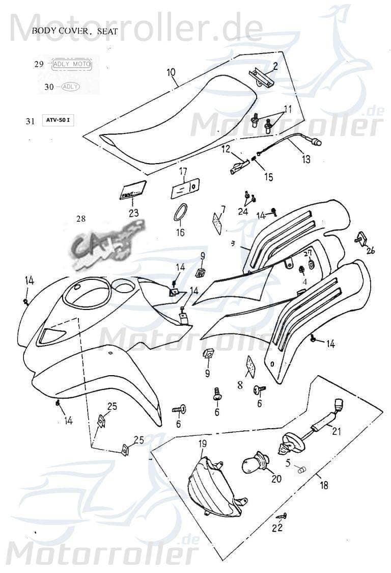 Adly Instrumentenbeleuchtung 12V 1,7W Roller 50ccm 2Takt Motorroller.de 100ccm-2Takt Scooter Super Sonic 50 Quad 50 2 Ersatzteil Service Inpektion