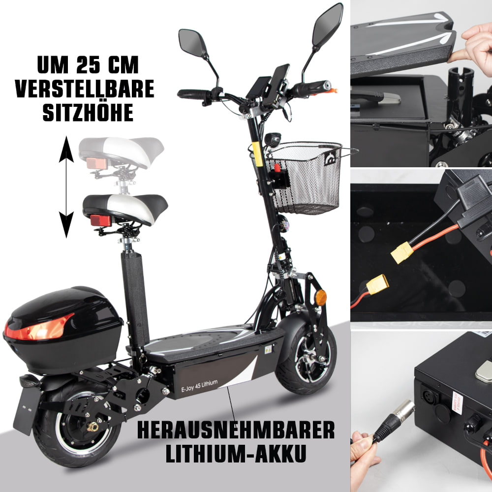 Elektroroller Scoody 45 E-Joy 45 km/h 48V-20Ah Lithium-Akku 1000 Watt E-Scooter E-Roller