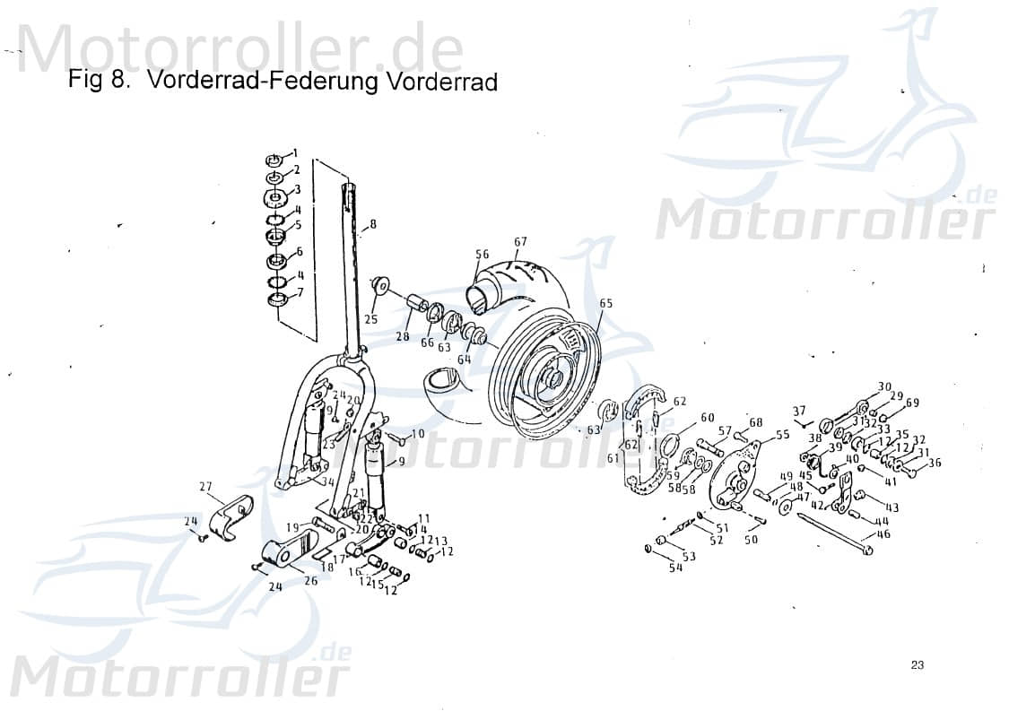 PGO Star 50 Sicherungsscheibe Roller 50ccm 2Takt KP447390000 Motorroller.de Scheibensicherung Arretierungsscheibe PGO 50ccm-2Takt Scooter Star 50 2