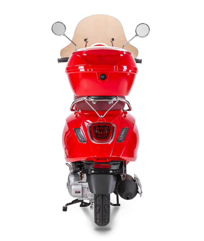 Motorroller Fighter 125 R-R rot Euro 5 Leichtkraftrad Scooter Retroroller mit Topcase und Windschild