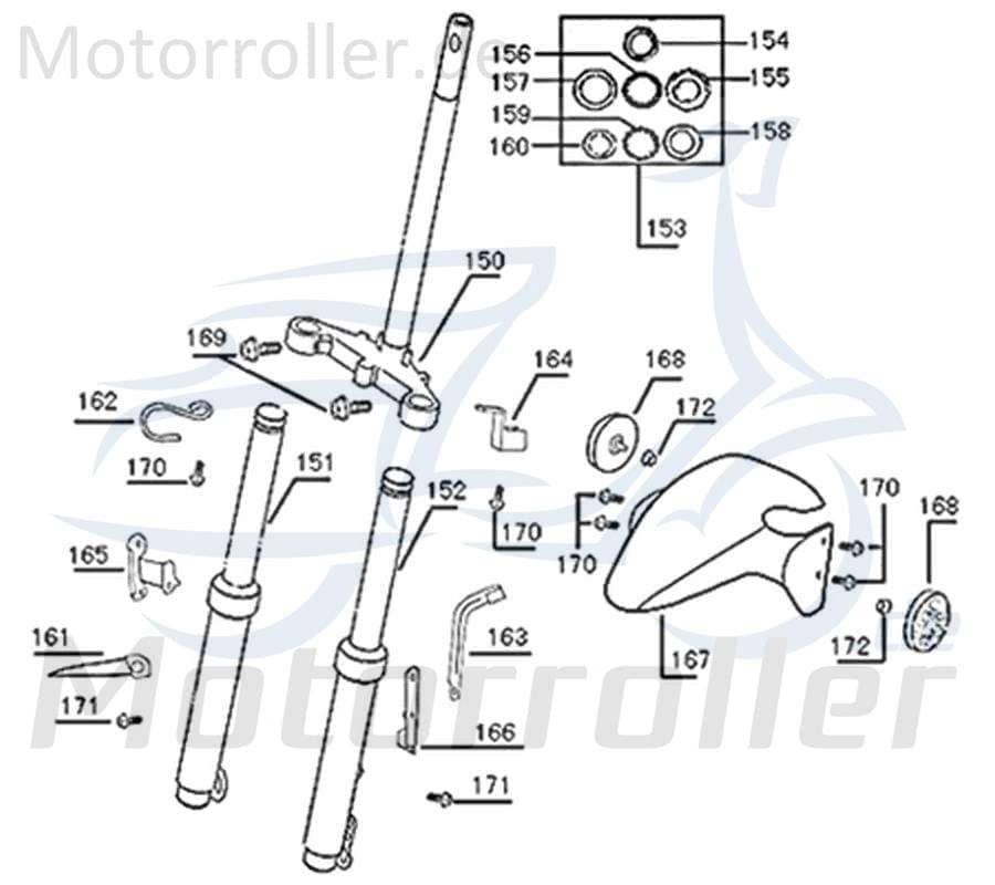 Kreidler Florett 2.0 2.1 RS City Halter rechts Radabdeckung 741116 Motorroller.de Befestigung Halterung Schutzblech Kotflügel