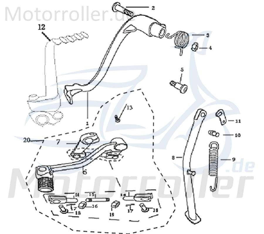Feder Bremspedal CPI SX 50 Supercross 203-12Y2-002 Motorroller.de Schwingungsdämpfer Dämpfung Ausgleichsfeder Abfederung Masseausgleich Motorrad