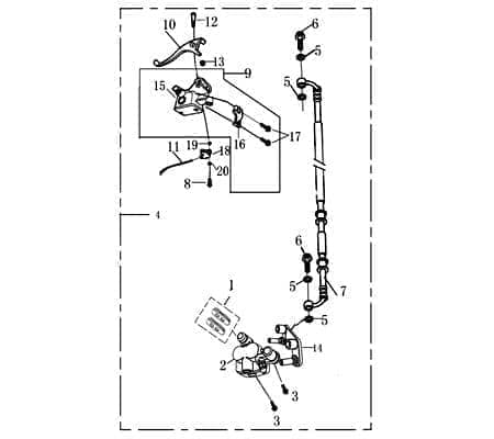 Rex RS460 Bremshalterung Scooter Mofa Roller Motorroller.de Bremssattel vorne links Bremszange 50ccm 4Takt 139QMB JSD50QT-13 50cc 4T 139QMA