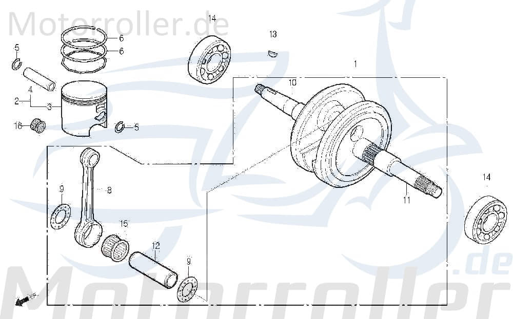 Kolbenbolzen Daelim Tapo 50 Piston-Pins Roller 50ccm 2Takt Motorroller.de Kolben-Bolzen Pleuelbolzen Pleuel-Bolzen Pistonpin Pistonpins Kolben-Pin