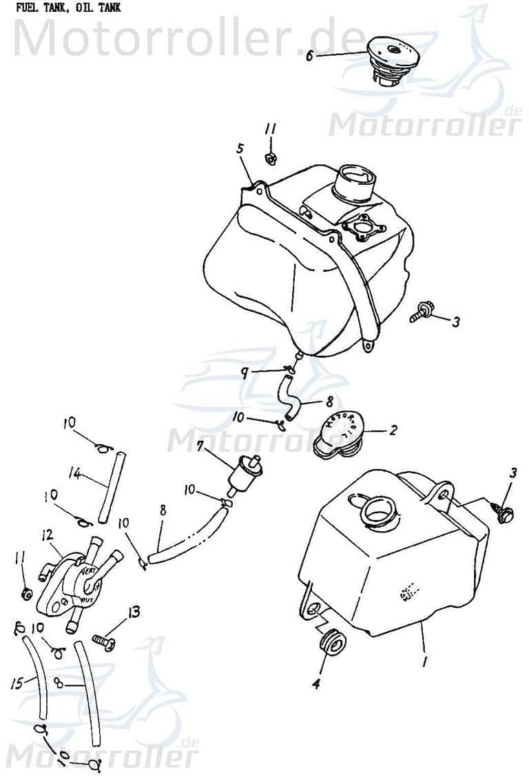 Adly Benzinschlauch 5x8x300mm Kraftstoffschlauch 125ccm 4Takt Motorroller.de Kraftstoffleitung Gummischlauch Benzin-Schlauch Benzinleitung 50ccm-2Takt
