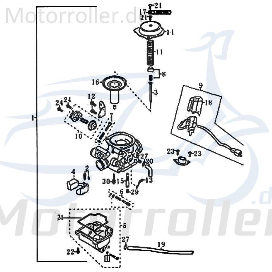 Rex RS450 Ventilsatz - Drosselklappe 50ccm 4Takt 86149 Motorroller.de 1E40QMB Scooter Ersatzteil Service Inpektion Direktimport