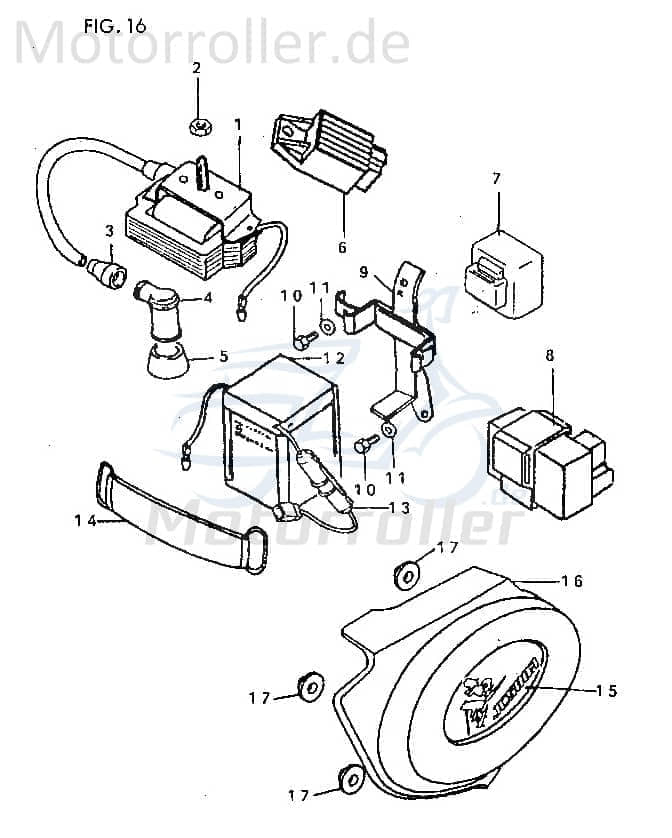 Jincheng JC 50 Monkey Repl. Batterieträger 50ccm 4Takt 33610-A0300 Motorroller.de Scooter Ersatzteil Service Inpektion Direktimport