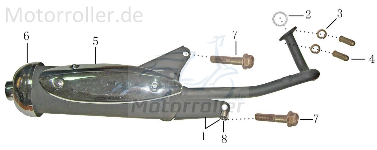 AGM GMX 450 One Auspuff Endtopf 50ccm 4Takt 7.837.061-Z Motorroller.de Endschalldämpfer Auspuffanlage Auspuff-Anlage Auspufftopf Auspuffendtopf 139QMB