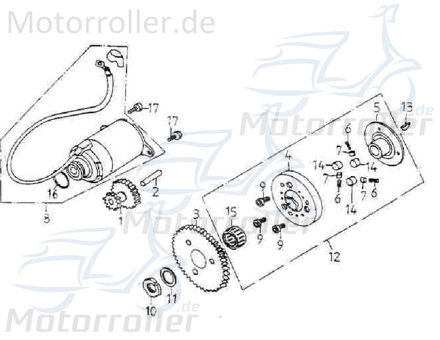 Adly Anlasserfreilauf 180ccm GK 125 Buggy 125ccm 4Takt Motorroller.de Anlasser-Freilauf Starterkupplung Elektrostartfreilauf E-Starterfreilauf 152QMI