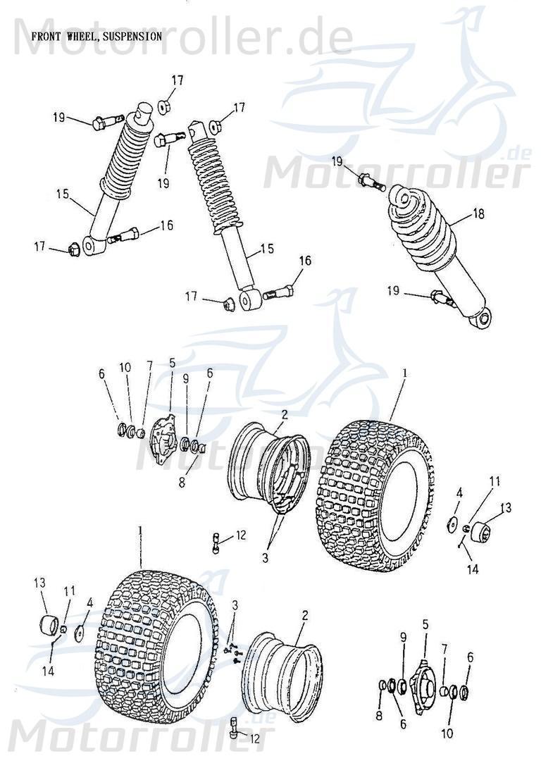 Adly Radnabe für Stahlfelge Hinterradnabe Quad 42036-145-001 Motorroller.de Radaufnahme Radmitte Radhülse Achsnabe Radlager Rad-Nabe 150ccm-4Takt ATV