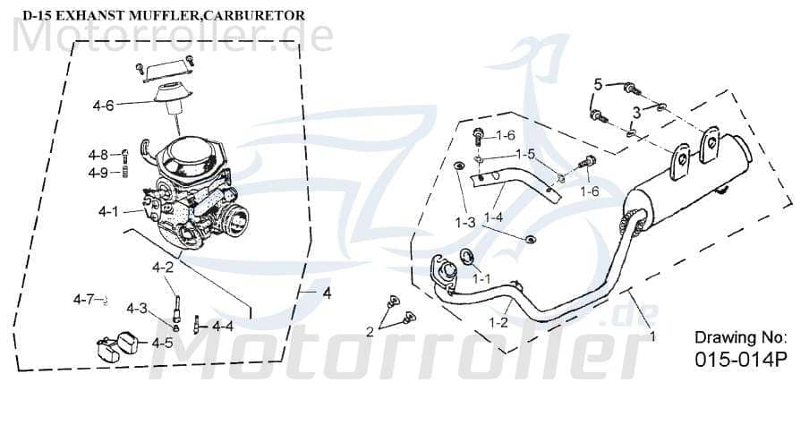 Aeon Overland 180 Auspuff Endtopf 180ccm 4Takt 18301-186-001 Motorroller.de Endschalldämpfer Auspuffanlage Auspuff-Anlage Auspufftopf Auspuffendtopf