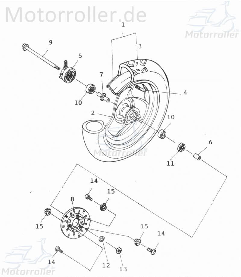Adly Vorderrad nackt Scoody 50 2 Vorderradfelge 50ccm 2Takt Motorroller.de Vorderfelge Vorderrad-Felge vorne Vorder-Felge Vorder-Rad 50ccm-2Takt