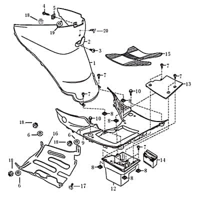 Abdeckung Batteriefach Deckel Jonway YY50QT015005-6AH