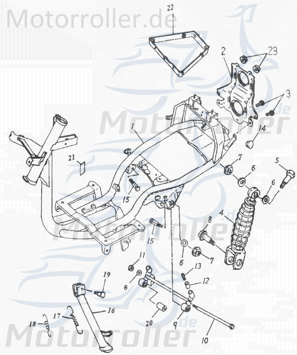 Adly Panther 50 Rahmen Gestell 50ccm 2Takt 50100-159-000 Motorroller.de Metallrahmen Fahrgestell Rahmenteil Grundgerüst Fahrzeugrahmen Scooter
