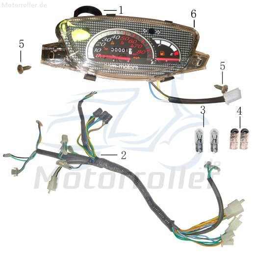 Kabelbaum Tacho Tachometer AGM Stromverteiler YY50QT021002-OL Motorroller.de Kabelbaumverteiler Kabelsatz Kabel-Baum 139QMB Scooter Ersatzteil Service