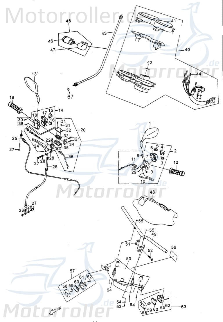 PGO Rückspiegel rechts G-Max 125 Seitenspiegel Rück-Spiegel P261F020000 Motorroller.de G-Max 50 Naked Mokick Ersatzteil Service Inpektion Direktimport