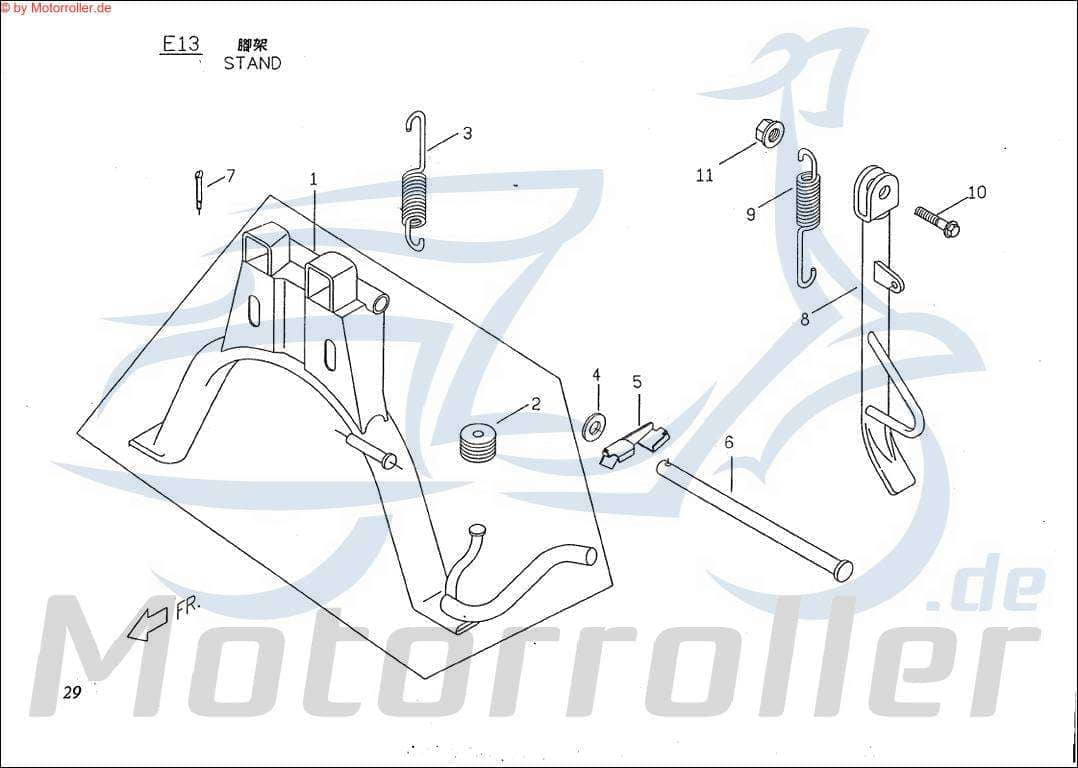 PGO Feder Seitenständer Big Max 50 Torsionsfeder Spannfeder E1461120000 Motorroller.de Rückzugfeder Spann-Feder Haltefeder Seitenständerfeder Mokick